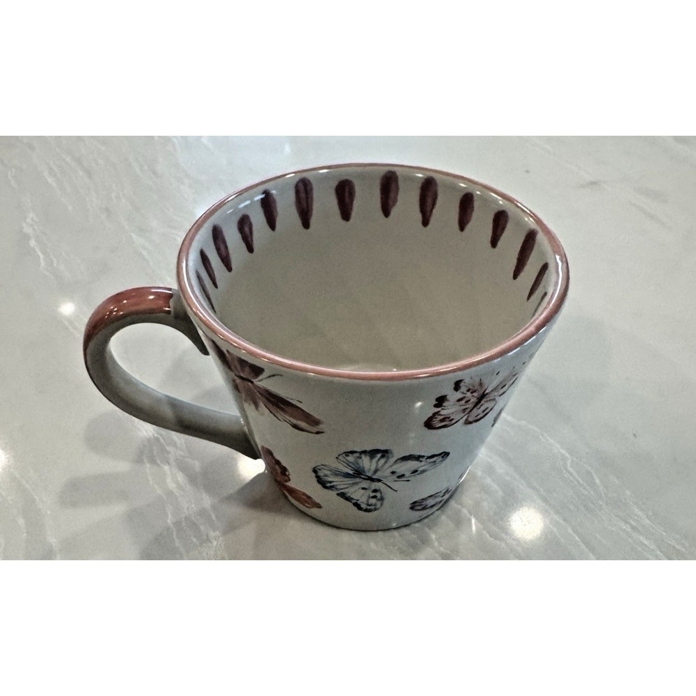 MacKenzie Childs Butterfly Hill Mug Floral Butterfly 8oz New in Box - Picture 6 of 9